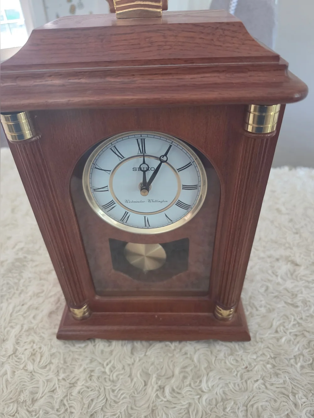Seiko Brass Pendulum Mantel Clock in Warm Brown